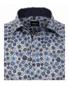 103450700-100 Venti donker blauw print retro overhemd